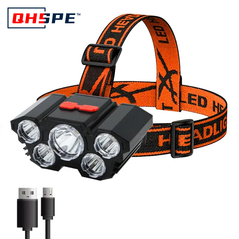 Headlamp Waterproof Rechargeable - Rechargeable 5 LED Headlamp Strong Light