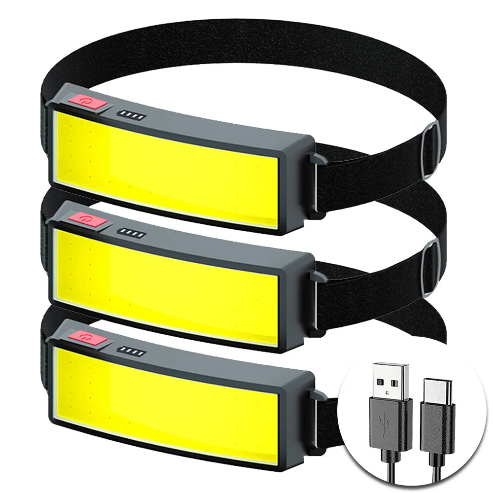 Headlamp Waterproof Rechargeable - Powerful COB Headlamp Type-c/USB Rechargeable Head