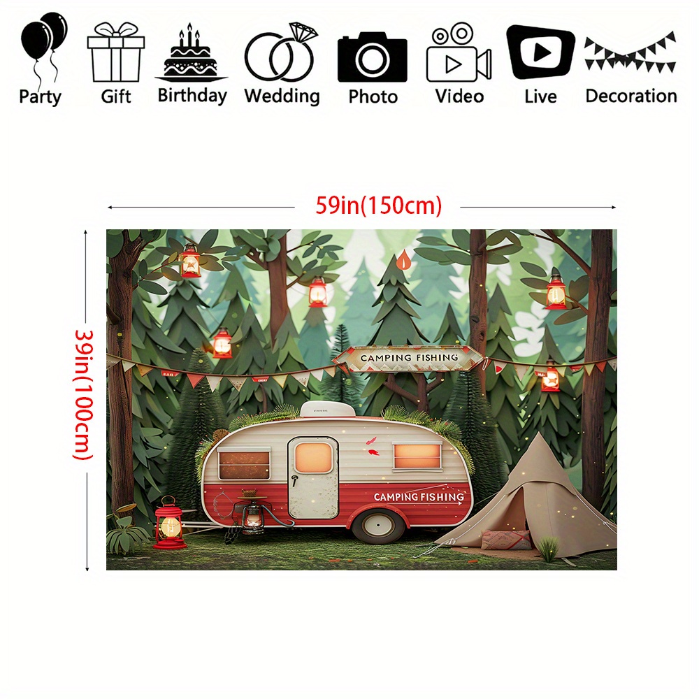 Polyester Jungle camping theme - Outdoor Adventure Background 评论和价格