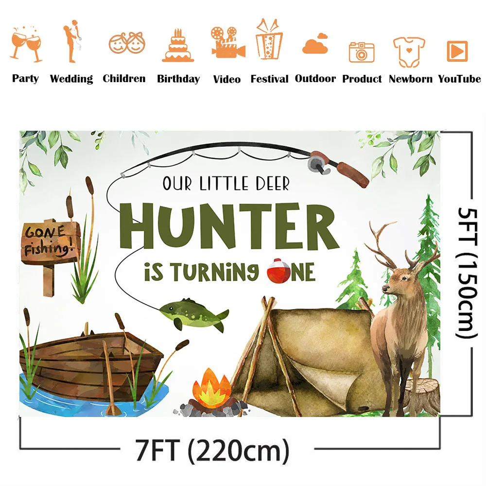 Hunting Fishing Birthday Backd - Outdoor Adventure Background 评论和价格