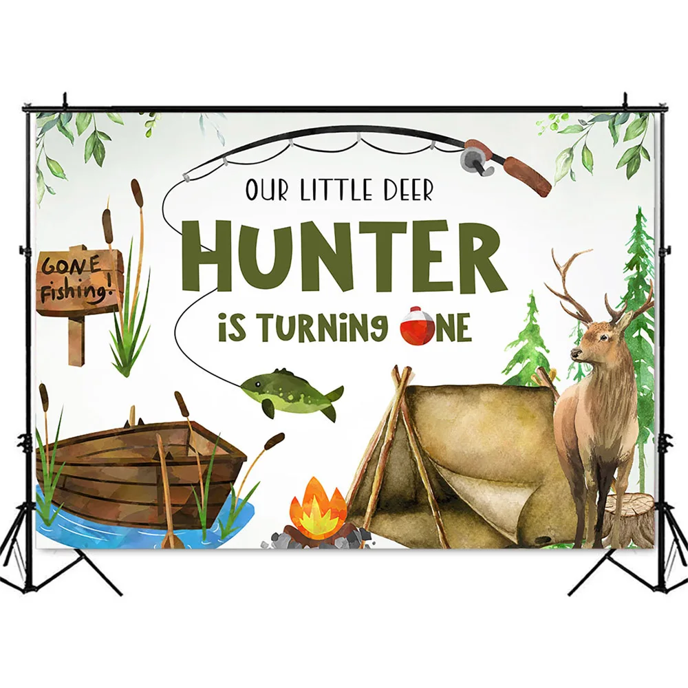 Hunting Fishing Birthday Backd - Outdoor Adventure Background 评论和价格