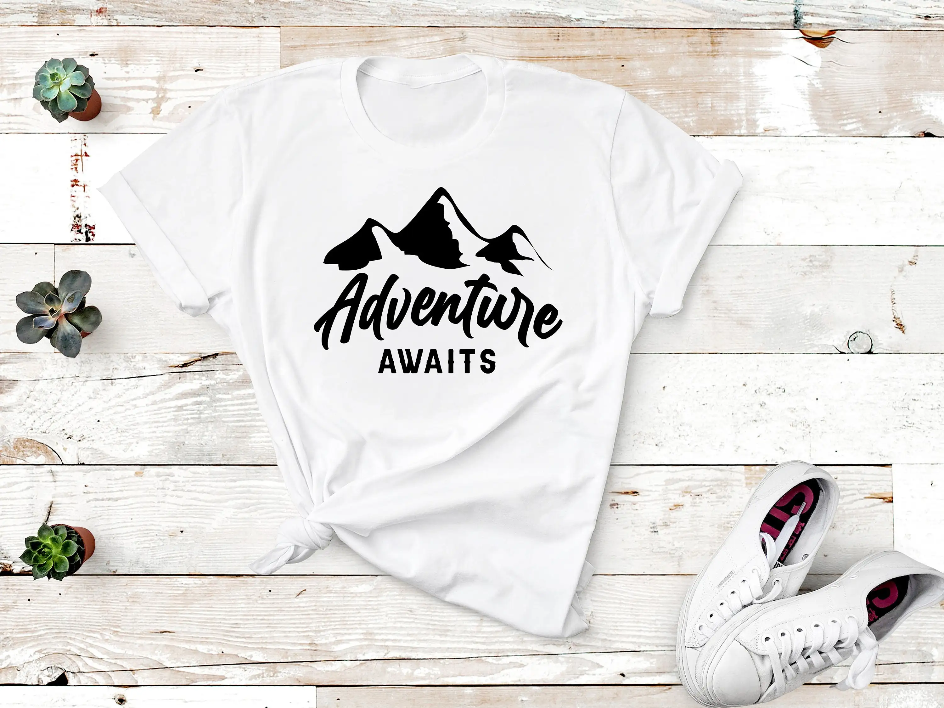Adventure Awaits T Shirt Hikin - Outdoor Adventure Mountaintop Backpack 评论和价格